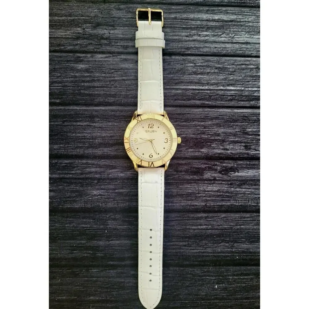 Rare Gruen Watch Ceramic Roman Bezel Guilloche‎ Dial W Box